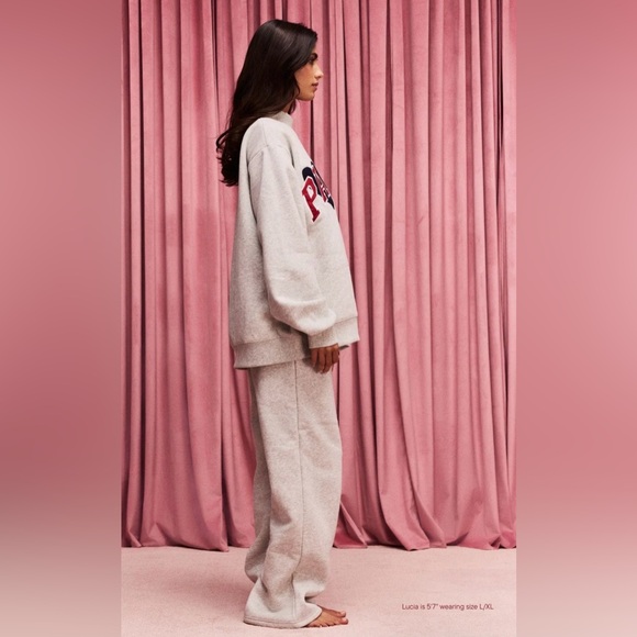 PARKE NWT Valentines Special Edition Jean Heart Varsity Fleece Mockneck Size L - Picture 2 of 10